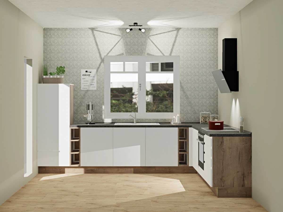 Voll ausgestattet, stilvoll integriert – diese Küche bringt alles mit, was du zum Kochen brauchst