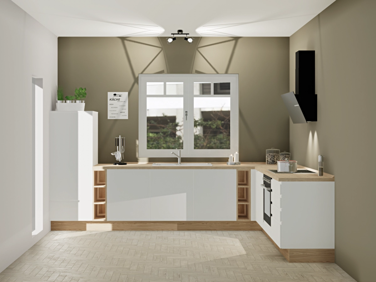 Voll ausgestattet, stilvoll integriert – diese Küche bringt alles mit, was du zum Kochen brauchst